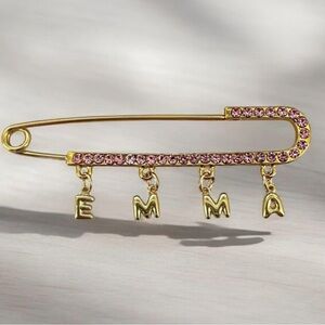Girls Name Pin with elegant golden bubble letters | stroller pin | baby pin